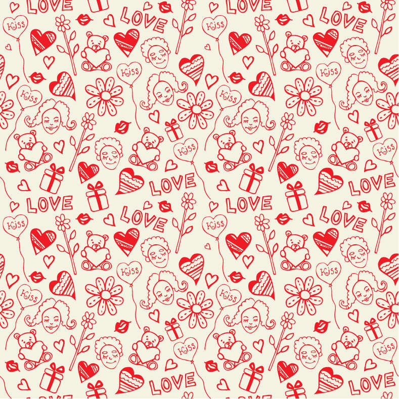 free vector Romantic Love Seamless Pattern Vector
